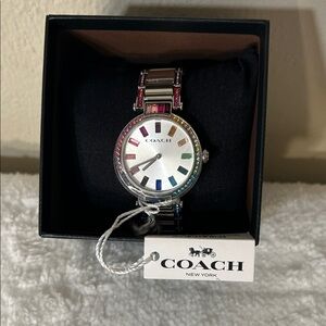 Coach Silver Watch with Colorful Accents